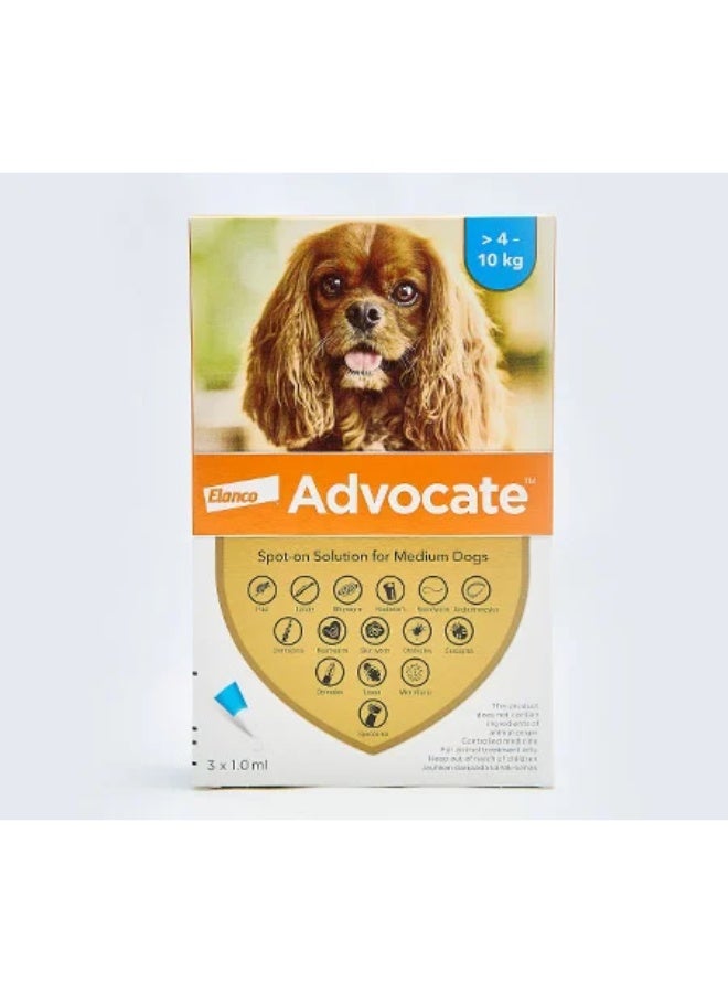 Advocate Spot-On, Parasite Protection  for Medium Dogs 4-10 kg 3 Monthly Doses From Varmacy